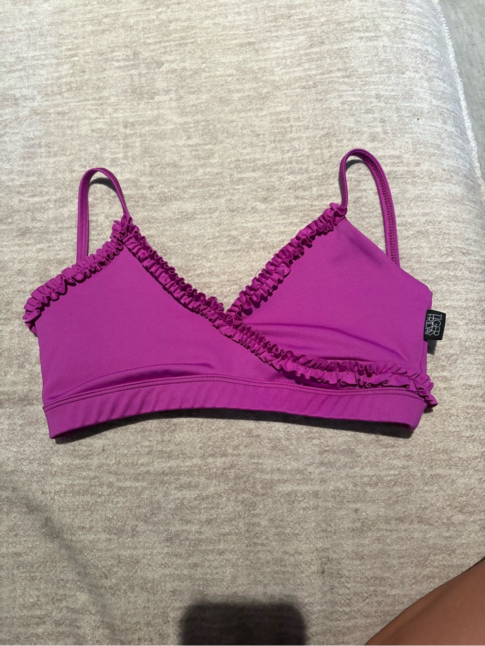 Tiger Friday Ruffle Trim Bralette in Fuchsia